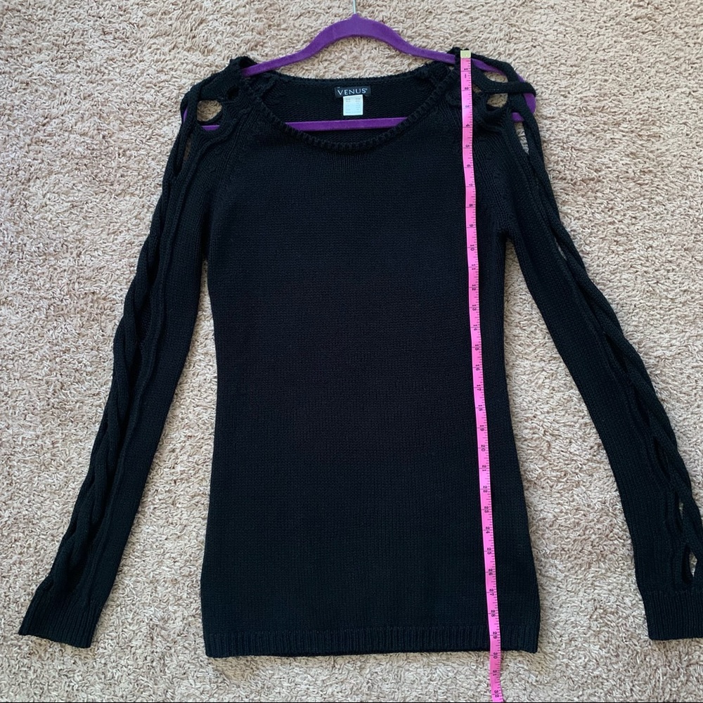 Venus Black Braided Sleeve Sweater - Picture 13 of 13